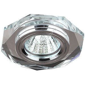Светильник декор серебр. стекло многогранник MR16, 12V, 50W, GU5.3 ЭРА